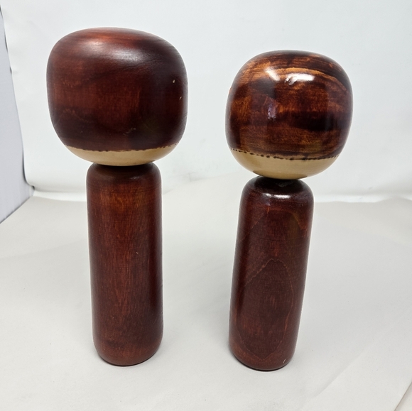 Kokeshi Doll Set Of 2 Masayoshi Yamagishi Vintage Handmade-Painted Award Win Art - Picture 3 of 12